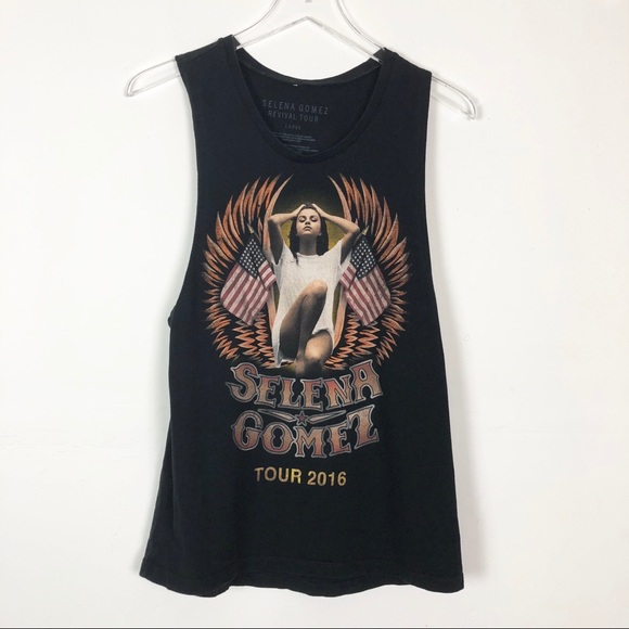 Selina Gomez Tops - Selina Gomez Concert Graphic Muscle Tank 2016